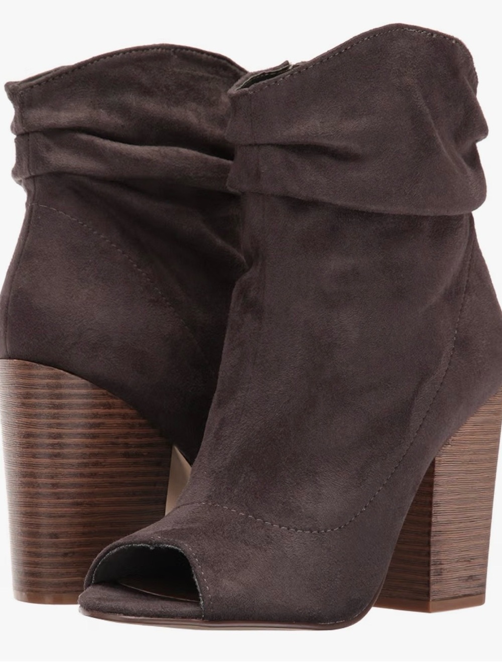 Indigo Rd Dark Chocolate Brown FauxSuede Peep-Toe Ankle Booties 8.5